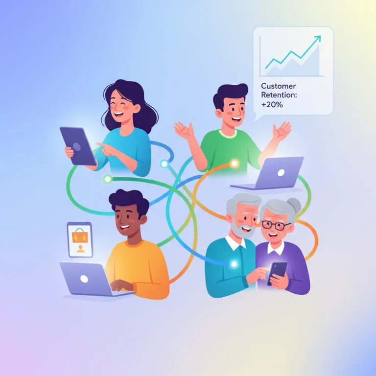 Digital illustration of seamless customer journeys boosting retention