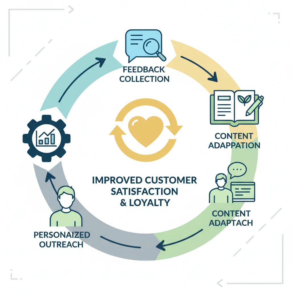 Infographic showing a customer feedback loop integrated with sales enablement for continuous improvement and loyalty.