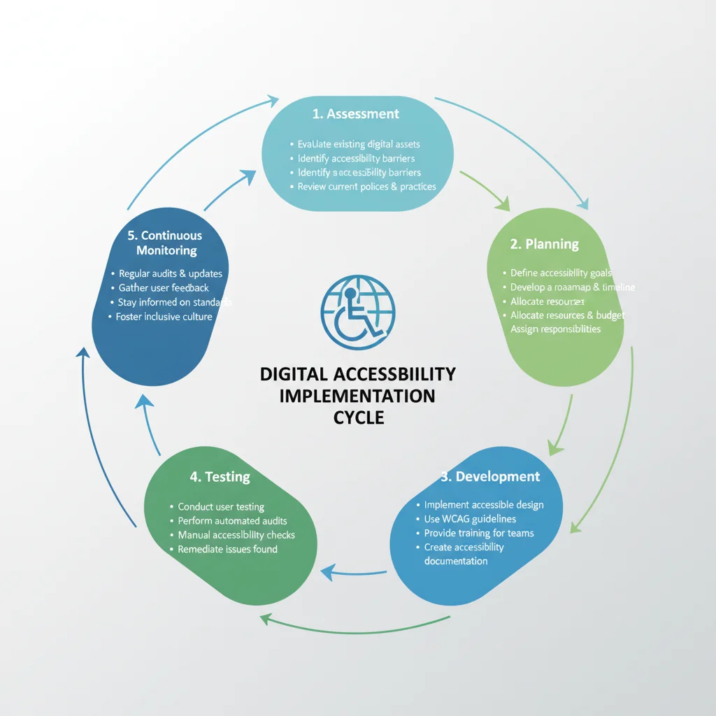 Flowchart depicting a comprehensive digital accessibility implementation process.