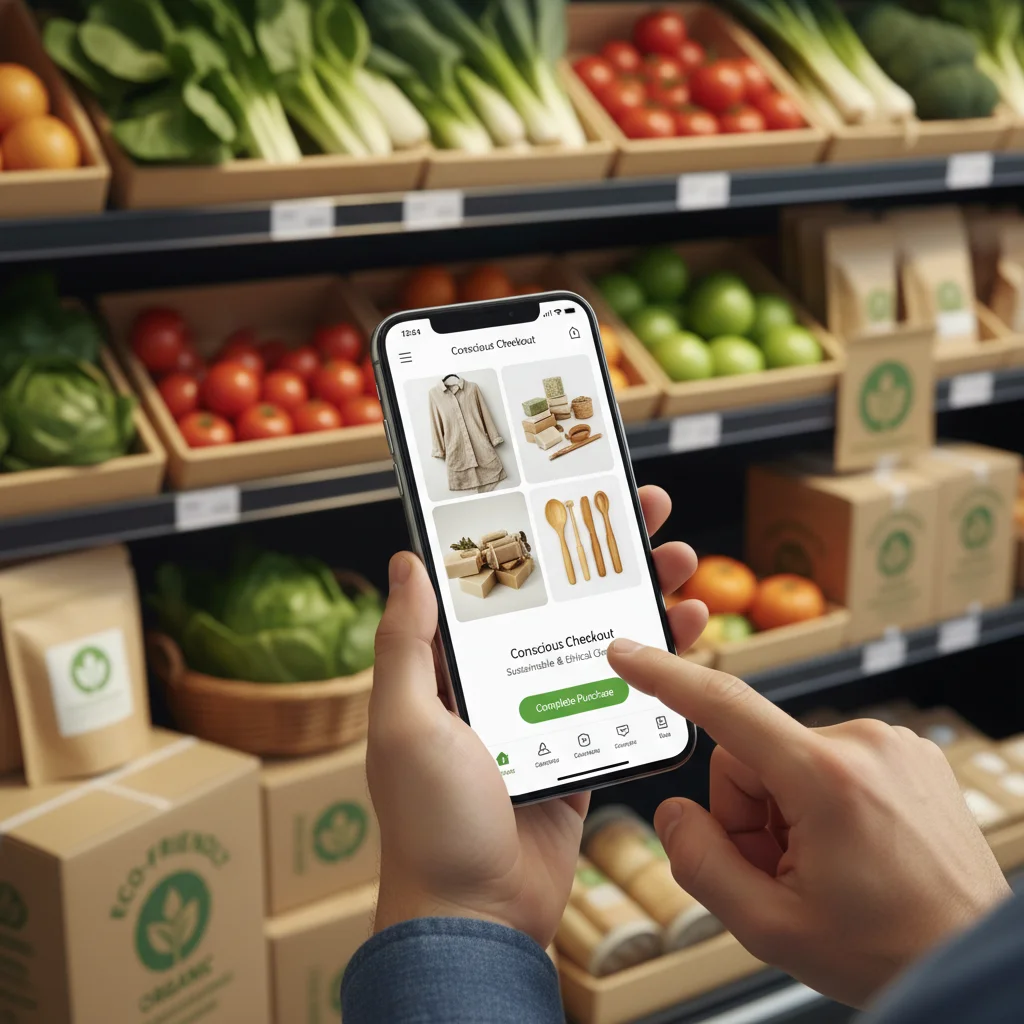 Consumer purchasing sustainable products online.
