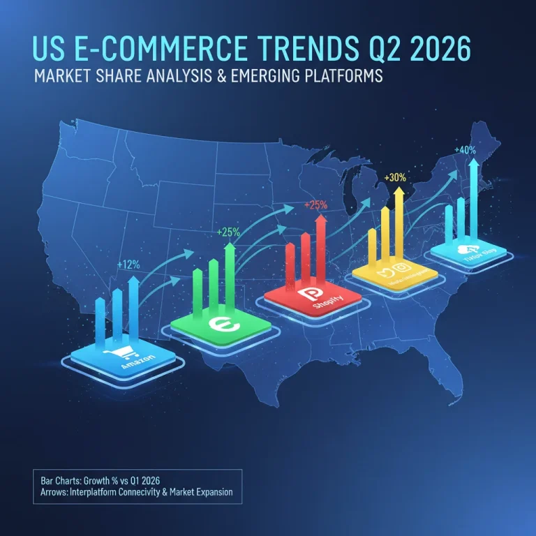 Infographic depicting U.S. e-commerce market share growth Q2 2026